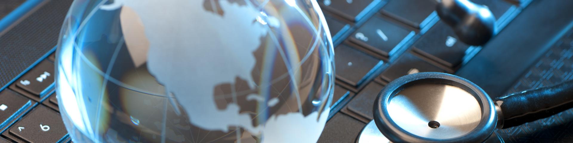 Wereldbol op toetsenbord Wereldbol op toetsenbord